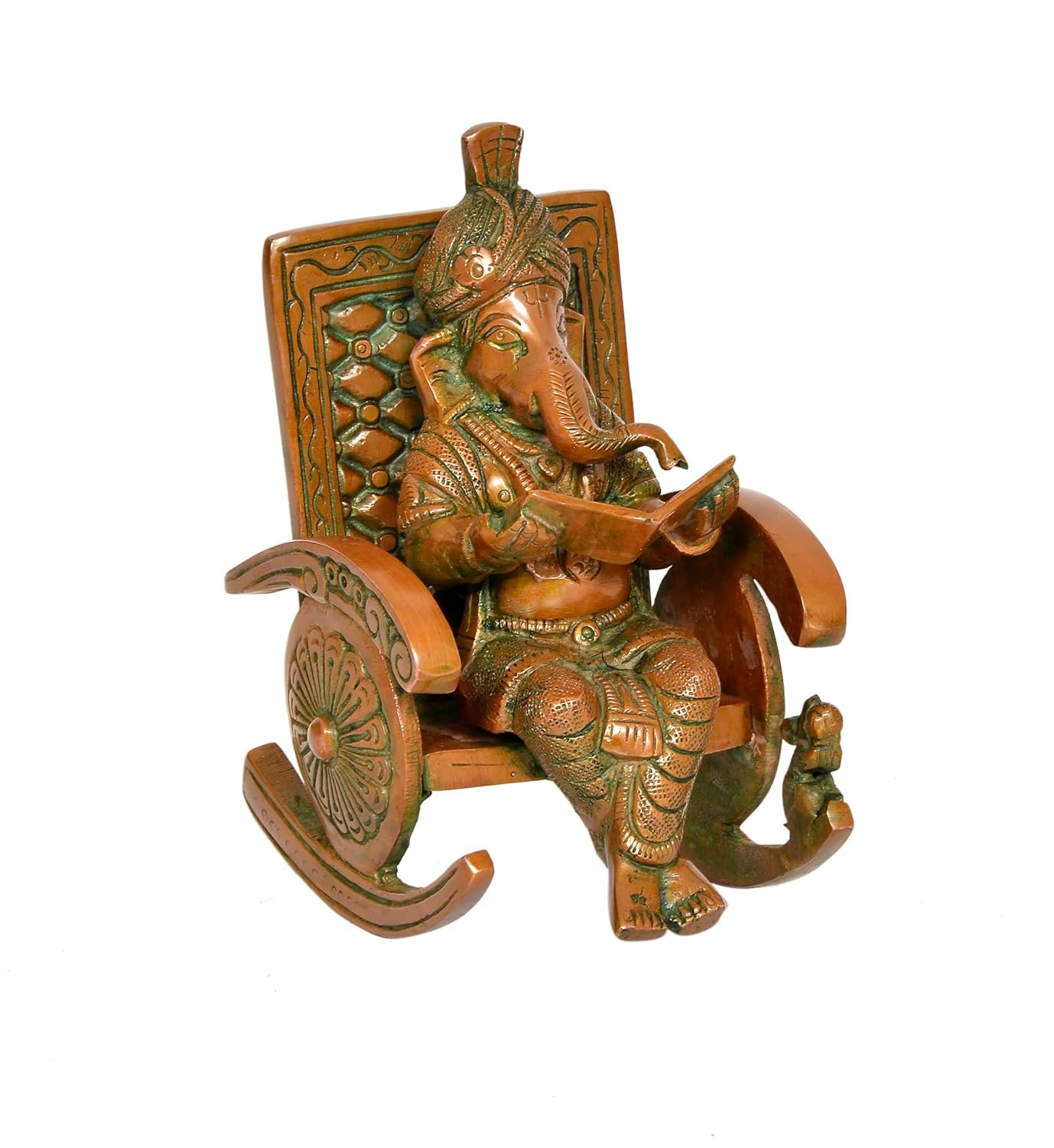 Aona Elegant Brass Ganesha Statue 6.5 Inch Handcrafted Hindu God Idol For Home & Office Dcor | Lord Ganesh Figurine